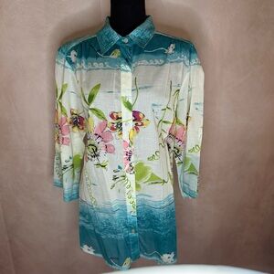 Finley Turquoise and White Patterned Shirt